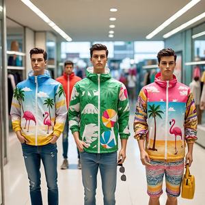 Chándal de nailon cortavientos para hombre al por mayor, conjunto de pantalones cortos de 2 piezas, ropa de calle reflectante, ropa deportiva de verano con logotipo personalizado OEM - Product Image 5