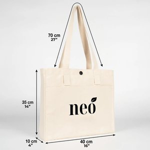 Lux Tote <b>Bag</b> Printed Canvas 10 oz Cotton Thick <b>Fabric</b> 18 16 4 (35 40 10 Cm)-Snap Button Front Pockets for Summer - Product Image 3
