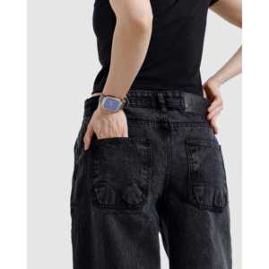 กางเกงยีนส์ทรงสเก็ตเตอร์เอวสูง สโตนวอช วินเทจ ฮิปฮอป ขากว้าง สตรีทแวร์ ลายพิมพ์ สีเข้ม/สีอ่อน/หลากสี ทรงขาบาน สำหรับฤดูหนาว - Product Image 6