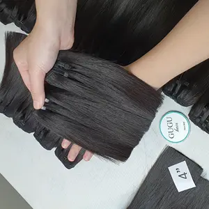 Good Reviews From Buyes, Cheap Price Weft 4-6inch Raw Hair 100% Shiny Silk Smooth Soft, Black Colors Bone Straight