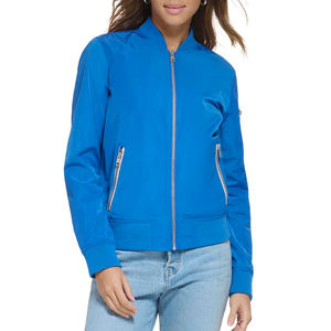 Blouson bomber pour femme uni, coupe décontractée, manches longues, en coton tricoté et toile, coupe-vent, chaud et respirant pour l'hiver - Product Image 3