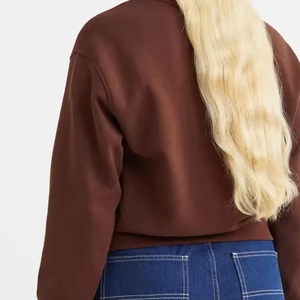 เสื้อสเวตเตอร์ผ้าฝ้ายกันหนาวสำหรับผู้หญิง, เสื้อครอปโอเวอร์ไซส์ย้อมสีล้วนสำหรับฤดูหนาวผ้าฝ้าย100% โลโก้ตามสั่ง - Product Image 5