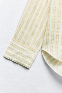 Camisa de rayas amarillas de moda para mujer con mangas largas y Parte delantera abotonada para ropa informal disponible a precios bajos - Product Image 5