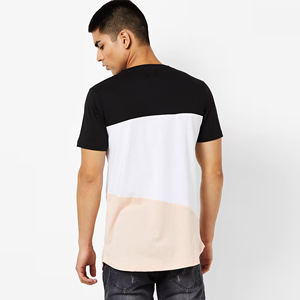 เสื้อยืดคอกลมแขนสั้นสีดำสีขาวสีเบจสำหรับผู้ชาย - Product Image 2
