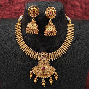 การออกแบบแฟนซีชุบทองสูงโบราณที่สวยงามพรรคสวมใส่นักออกแบบเครื่องประดับโบราณชุดสร้อยคอสั้น - Product Image 1