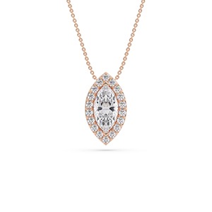Colgante con un solo halo de diamantes talla marquesa de 0.50 ct, diamante cultivado en laboratorio en platino, regalo de aniversario de bodas - Product Image 3