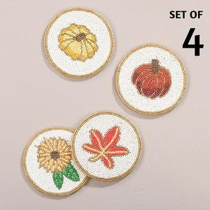 Best Theme Design Glass Beads <b>Table</b> <b>Coaster</b> Set Round Woven Jute Tableware Decorative Beasts for Parties and Other Functions - Product Image 2