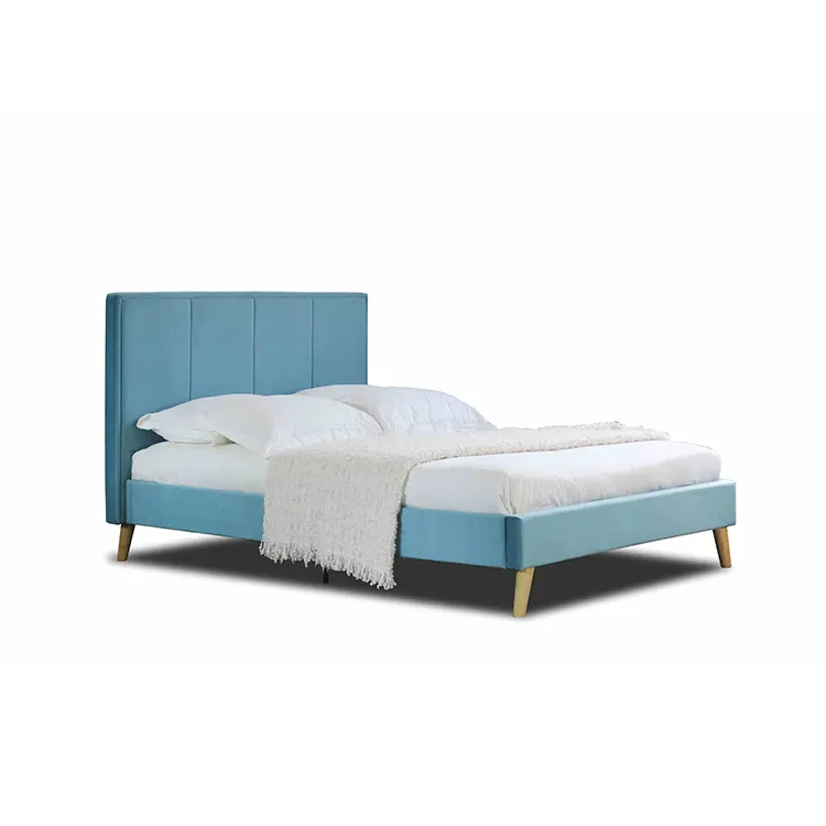 Cama de casal padrão premier lo (alexx), cama em cores azul claro com acabamento clássico, moderna e acessível