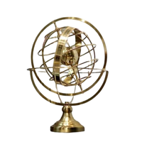 Globe sphère armillaire avec finition en laiton antique sphère nautique terre zodiaque Horoscope Constellations Base ronde en bois