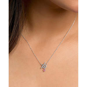 NOVAMART Fine Silver Terza <b>Pendant</b> with Chain <b>Emerald</b> Cut Diamond Religious Style Charm Rhodium Plated Gift Wholesale Export - Product Image 4
