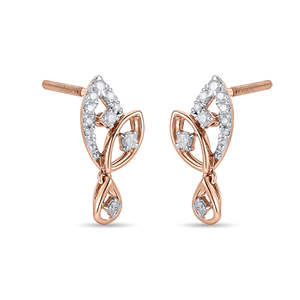 ต่างหูเพชรทรงใบไม้ประดับเพชร - Product Image 4