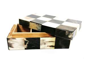 ชุดกล่องเครื่องประดับฮอร์นทรงเรขาคณิตสีเบจทำมือ3ชิ้นกล่องเก็บของตกแต่งหรูหราทำจากเขาควายแท้ - Product Image 3