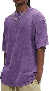 Vêtements de sport pour hommes T-Shirt à col rond décontracté vente en gros vêtements d'été de bonne qualité T-Shirt de fitness pour hommes lavé à l'acide - Product Image 2