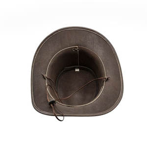 Conçu sur mesure en cuir véritable marron Cowboys seau chapeau imperméable printemps Sports de plein air décontracté pêcheur chapeau pour le voyage - Product Image 4