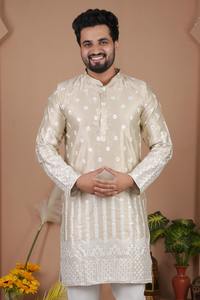 Kurta pyjama pour homme, broderie festive de Lucknow, pour la vente en gros - Product Image 4