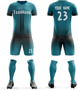 Conjunto de uniforme de fútbol para hombres y mujeres, pantalones cortos de Jersey personalizados con número de nombre, servicio OEM disponible para chándal de equipo - Product Image 1