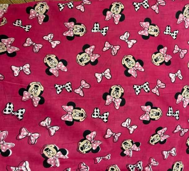 Wholesale Natural Dye Cotton Screen Block Mickey Mouse Printed by Yard Material Summer Kids Dress Maxi Skirt Night Suit Pareo