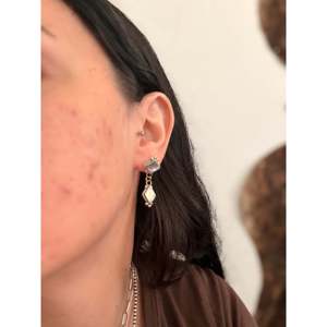 Navajo Gold Plated Drop Earrings <b>Abalone</b> <b>Shell</b> Sterling Silver Post Dangle Cute Geometric Design Pearl Diamond Handmade Navajo - Product Image 2