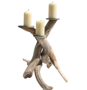 Maison Salon Colonne Photophore Bougeoir en bois Meilleure vente Bougeoirs en bois flotté fournis par l'Inde - Product Image 6