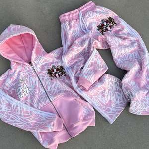 Ensemble de survêtement unisexe décontracté d'hiver, épais, écologique, délavé à l'acide, avec logo personnalisé et prix de gros - Product Image 1