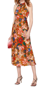 Robe d'été élégante orange sans dos, tissu léger, qualité supérieure, tenue décontractée avec une coupe ample pour femmes - Product Image 2