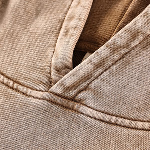 Vente en gros sweat à capuche personnalisé avec impression bouffante brodée pour hommes 420gsm 100% coton lourd oversize vintage en éponge lavée sweats à capuche unisexe - Product Image 4