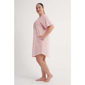 Tunique KADIN P.SUPREM XXL à col rond, manches courtes, poches ovales - PEMBE - PEMBE - Product Image 3