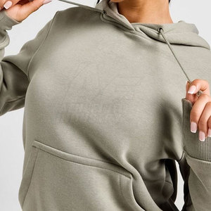 Sweat à capuche brodé à épaules tombantes quantité minimale de commande bas pour femmes Sweat à capuche surdimensionné avec logo personnalisé pour femmes - Product Image 4