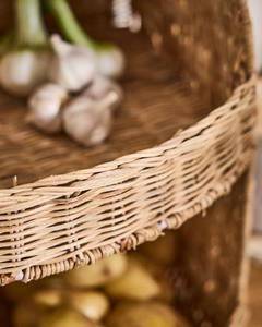 Cesta de cocina de ratán tejida a mano con asa Organizador de cesta de cocina Wicke redondo - Product Image 4