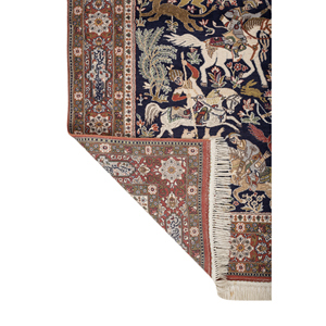 Alfombras de Lana Anudadas a Mano Aalam Blue, Alfombra Grande Rectangular Abstracta con Diseño de Animales y Diamantes para Entrada, Pasillo, Modelo Pae-6453, Hecha a Mano - Product Image 5