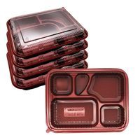Récipient d'emballage alimentaire jetable avec logo personnalisé Boîte à lunch Bento à 5 compartiments micro-ondable à emporter