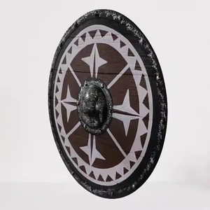 Escudo de guerrero de madera Medieval antiguo, escudo multifuncional, Vikingo, batalla redonda, cruz de madera de acero, tema impreso Digital - Product Image 3