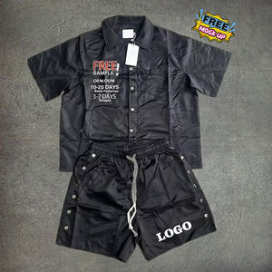 Chaqueta corta cortavientos de dos piezas personalizada al por mayor, ropa de calle de nailon y poliéster, chándal, conjunto corto cortavientos - Product Image 3