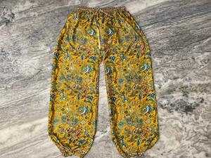 Sarouel bohème en soie pour femme, pantalon large en soie à imprimé floral, pantalon en soie pure 100%, pantalon de yoga en soie Boho Hippie, - Product Image 4