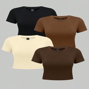 Camiseta de algodón orgánico 100% para hombre, camiseta informal OEM sostenible y ecológica, camiseta ajustada al cuerpo de lavado sólido de algodón puro para mujer - Product Image 4