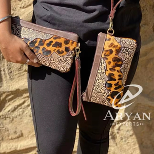 Cartera de mano de cuero con herramientas para mujer, Monedero de piel, elegante, billetera única - Product Image 1