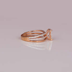 14KT Rose Gold Plated <b>Split</b> Shank Engagement <b>Ring</b> Hidden Halo with Radiant Cut Lab Grown Diamond Perfect Birthday Gift for Women - Product Image 5