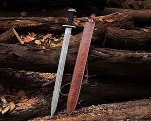 Épée Viking en Acier Damas Faite à la Main, Vente en Gros, avec Fourreau de Haute Qualité – Épée de Chasse et de Survie en Plein Air, pour Tenue de Guerrier - Product Image 2
