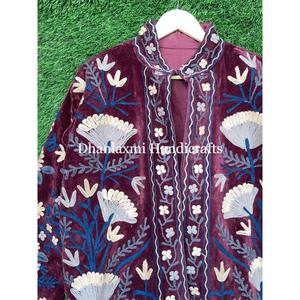 Handmade High Quality Women's Velvet Jacket Fashionable Reversible Stand Collar Breathable Knitted Cotton Material Pattern - Product Image 2