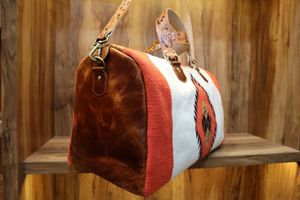 Sac de voyage Western Fashion Weekender en cuir véritable style sud-ouest aztèque avec fermeture à glissière - Product Image 6