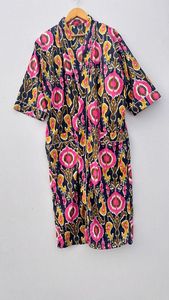 Floral Cotton Kimono <b>Robe</b> Green White Daisy Print Lightweight Loungewear Summer Bathrobe Boho <b>Spa</b> <b>Robe</b> Soft Casual Dresses - Product Image 3