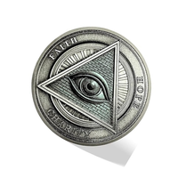 Moneda Coleccionable Masónica Tradicional de Acero Inoxidable con Esmalte Duro, Ojo que Todo lo Ve, Compás y Escuadra, para Francmasonería