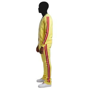 Conjunto Deportivo Personalizado de Algodón para Hombre, Chaqueta con Cierre y Pantalones Deportivos Transpirables para Invierno, Dos Piezas, Corte Ajustado con Franjas Laterales - Product Image 3