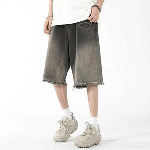 Vente en gros de shorts en jean délavés à l'acide pour hommes, coupe ample, 100% coton, dernière mode Baggy Streetwear, shorts en jean - Product Image 6