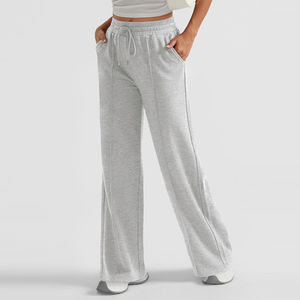 Producto en Oferta, Pantalones Deportivos de Felpa 100% Algodón para Mujer, Logotipo Personalizado, Pantalones Deportivos de Pierna Ancha para Mujer, MOQ Bajo - Product Image 4