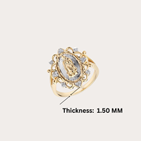 Anillo de Aleación de Alta Gama con Diseño Religioso Cristiano, Antideslustre, Moderno, Bicolor, Chapado en Rodio, con Circonitas, de la Virgen María, para Mujer