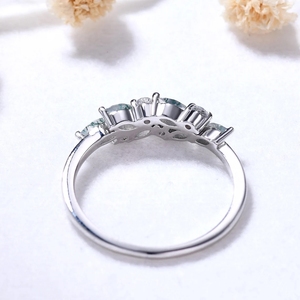 Bague en or rose massif 18 carats Agate mousse Luxe Nouveau design Bagues en or massif avec diamants véritables - Product Image 4