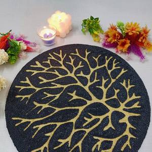 ที่ชาร์จทรงกลมทำด้วยมือสำหรับการรับประทานอาหารสุดหรูและของตกแต่งวันหยุดลูกปัดทำมือไม่เหมือนใครที่รองจานบนเฟอร์นิเจอร์บ้าน - Product Image 6