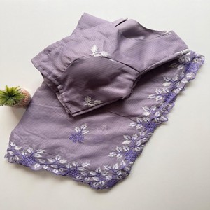 Sari tradicional Kota Doriya con borde festoneado y trabajo de hilo múltiple viene con blusa sin costuras con borde de manga - Product Image 5