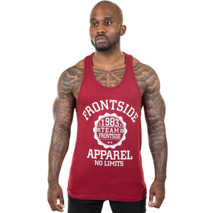 <b>Mens</b> Maroon White Bodybuilding Stringer Tank Top Muscle Fit Sleeveless <b>Gym</b> <b>Vest</b> Workout Fitness Training Apparel - Product Image 1